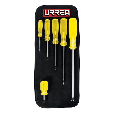 URREA Amber Screwdriver Set of 6 Pieces Phillips 9600A